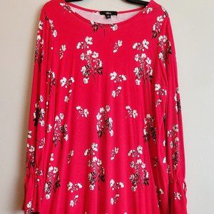 ELLOS red floral tunic blouse